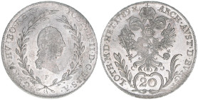 Joseph II. 1780-1790
20 Kreuzer, 1789 F. Hall
6,66g
Herinek 262
vz/stfr