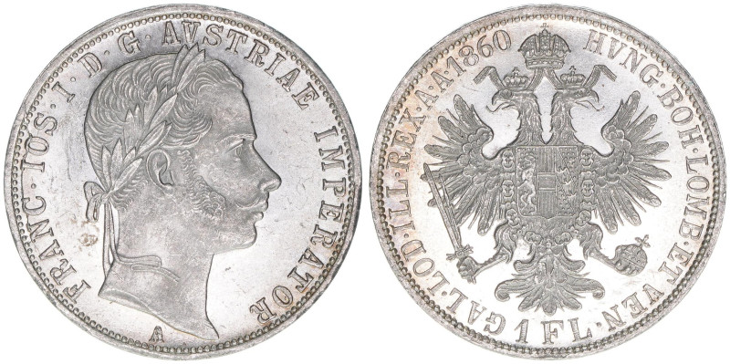 Franz Joseph I. 1848-1916
1 Gulden, 1860 A. Wien
12,29g
ANK 28
vz+