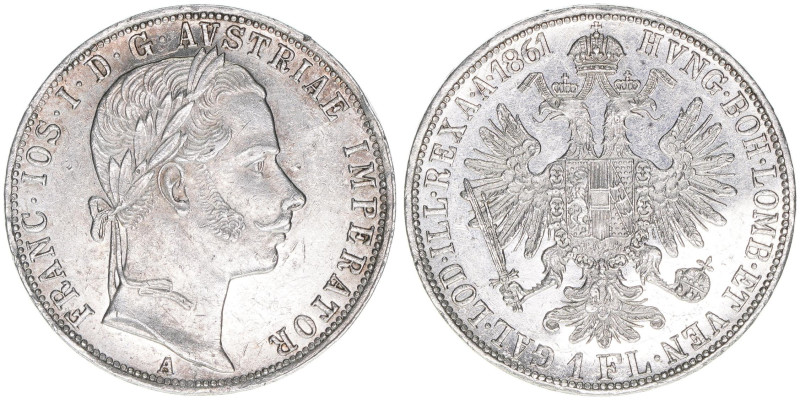 Franz Joseph I. 1848-1916
1 Gulden, 1861 A. Wien
12,35g
ANK 28
vz