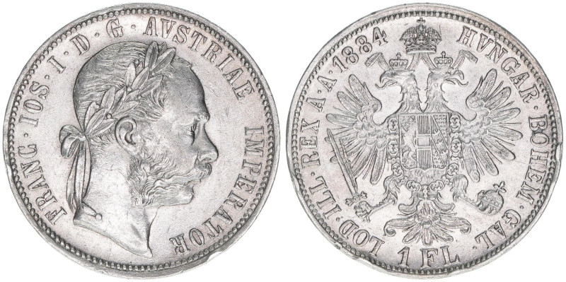 Franz Joseph I. 1848-1916
1 Gulden, 1884. Wien
12,32g
ANK 31
Rf.
vz-