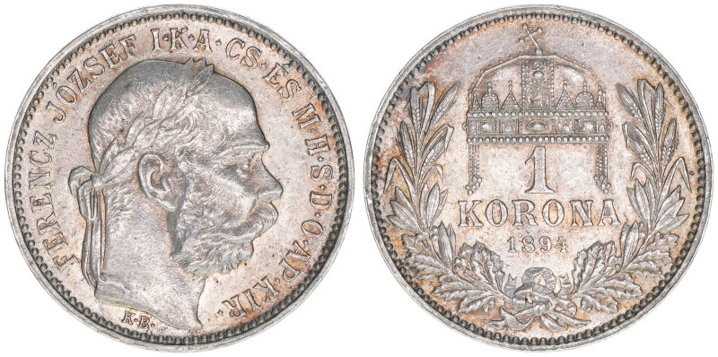 Franz Joseph I. 1848-1916
1 Korona, 1894. Kremnitz
5,00g
ANK 104
vz/stfr