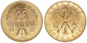 25 Schilling, 1926
Gold. 5,88g
ANK 3
vz/stfr