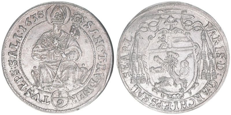 Paris Graf Lodron 1619-1653
Erzbistum Salzburg. 1/9 Taler, 1638. äußerst selten ...