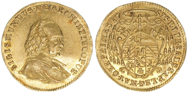 Sigismund III. Graf Schrattenbach 1753-1771
Erzbistum Salzburg. Dukat, 1757. Sal...