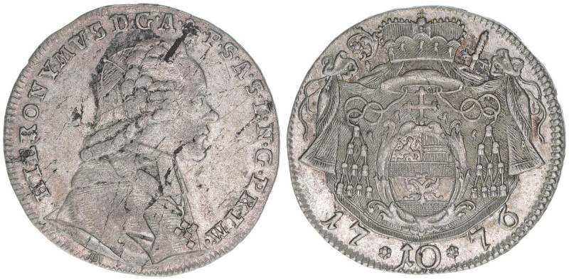 Hieronymus Graf Colloredo 1772-1803
Erzbistum Salzburg. 10 Kreuzer, 1776. selten...