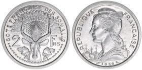 2 Francs, 1959
Dschibuti. Aluminium. 2,20g
Schön 6
stfr
