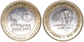 6000 Francs, 2003
Elfenbeinküste. Bimetall. 10,16g
stfr-