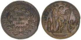 Probe
Frankreich. 20 Francs, 1894. äußerst seltene Probe
Messing/Pappe
1,24g
ss