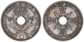 Georg VI.
Großbritannien - Mandatsgebiet New Guinea. 1 Shilling, 1945. 5,35g
Schön 10
vz