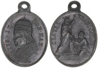 Papst Pius IX.
Italien Kirchenstaat. ovale Medaille mit Trageöse, ohne Jahr. 5,50g
vz
