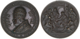 Papst Pius IX.
Italien Kirchenstaat. Bronzemedaille, 1870. von Carlo Moscetti
38,66g
Bart.XXV-12
vz