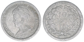 Wilhelmina
Niederlande. 10 Cent, 1918. 1,39g
Schön 34
ss