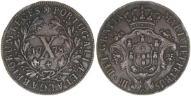 Maria I. und Peter III.
Portugal. 10 Reis, 1778. 11,85g
KM#262
ss