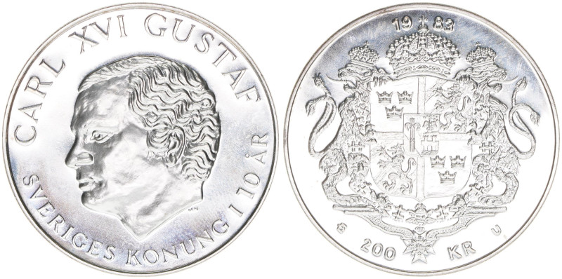 Carl XVI. Gustaf seit 1973
Schweden. 200 Kronor, 1983. Silber
26,92g
Schön 78
PP...