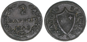 Schwyz
Schweiz. 2 Rappen, 1846. 1,06g
ss