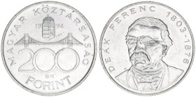 200 Forint, 1994
Ungarn. 12,05g. Schön 211
vz