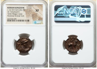 INDIA. Kushan Empire. Vima Takto (Soter Megas). Ca. 1st-2nd centuries AD. AE tetradrachm (20mm, 12h). NGC XF. Derived from the Attic standard copper d...