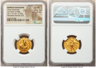 INDIA. Kushan Empire. Vima Kadphises (AD 113-127). AV dinar (19mm, 7.98 gm, 12h). NGC Choice XF 5/5 - 5/5. Attic (Kushan) standard, Bactria, main mint...