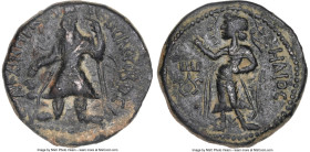 INDIA. Kushan Empire. Kanishka I (ca. AD 127-151). AE didrachm (22mm, 12h). NGC VF. Attic standard, Kapisha, main mint (probably Begram), early phase ...