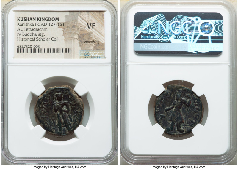 INDIA. Kushan Empire. Kanishka I (ca. AD 127-151). AE tetradrachm (27mm, 12h). N...