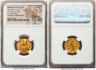 INDIA. Kushan Empire. Huvishka (ca. AD 151-190). AV dinar (19mm, 7.84 gm, 12h). NGC Choice XF 5/5 - 4/5, edge marks. Kushan standard, Bactria, main mi...