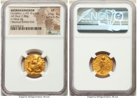 INDIA. Kushan Empire. Huvishka (ca. AD 151-190). AV dinar (19mm, 7.88 gm, 1h). NGC VF 4/5 - 4/5. Kushan standard, Bactria, main mint (probably Balkh),...