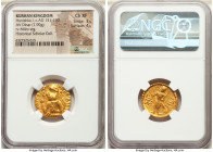 INDIA. Kushan Empire. Huvishka (ca. AD 151-190). AV dinar (21mm, 7.90 gm, 1h). NGC Choice XF 3/5 - 4/5. Kushan standard, Bactria, main mint (probably ...