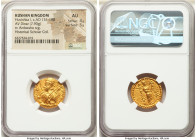 INDIA. Kushan Empire. Huvishka (ca. AD 151-190). AV dinar (20mm, 7.90 gm, 11h). NGC AU 4/5 - 5/5. Kushan standard, Bactria, main mint (probably Balkh)...