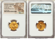 INDIA. Kushan Empire. Huvishka (ca. AD 151-190). AV dinar (19mm, 7.92 gm, 12h). NGC VF 4/5 - 3/5, edge marks. Kushan standard, Gandhara, subsidiary mi...