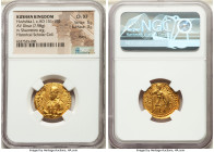INDIA. Kushan Empire. Huvishka (ca. AD 151-190). AV dinar (21mm, 7.98 gm, 12h). NGC Choice XF 5/5 - 3/5, marks. Kushan standard, Bactria, main mint (p...