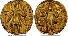 INDIA. Kushan Empire. Kanishka II (ca. AD 230-247). AV dinar (21mm, 7.82 gm, 12h). NGC AU 4/5 – 5/5. Kushan standard, Gandhara, main mint (probably Ta...