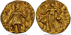 INDIA. Kushan Empire. Kanishka II (ca. AD 230-247). AV dinar (22mm, 7.97 gm, 11h). NGC AU 5/5 – 5/5. Kushan standard, Gandhara, main mint (probably Ta...