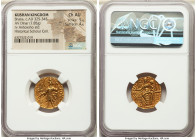 INDIA. Kushan Empire. Shaka (ca. AD 325-345). AV dinar (20mm, 7.85 gm, 11h). NGC Choice AU 5/5 – 4/5. Reduced Kushan standard, uncertain mint. Illegib...