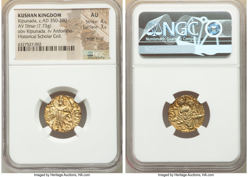 INDIA. Kushan Empire. Kipunada (ca. AD 350-380). AV dinar (18mm, 7.73 gm, 11h). ...