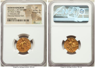 INDIA. Kushan Empire. Kipunada (ca. AD 350-380). AV dinar (19mm, 7.68 gm, 11h). NGC XF 4/5 – 4/5. Reduced Kushan standard, uncertain mint. Kipunada st...