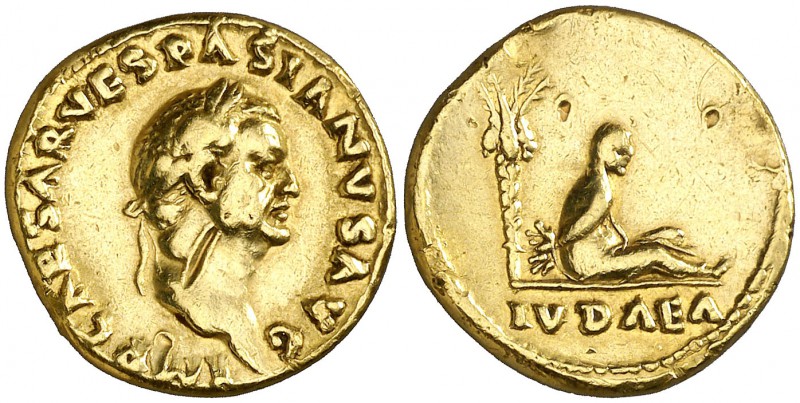(69-70 d.C.). Vespasiano. Áureo. (Spink 2252 var) (Co. falta) (RIC. 13) (Calicó ...