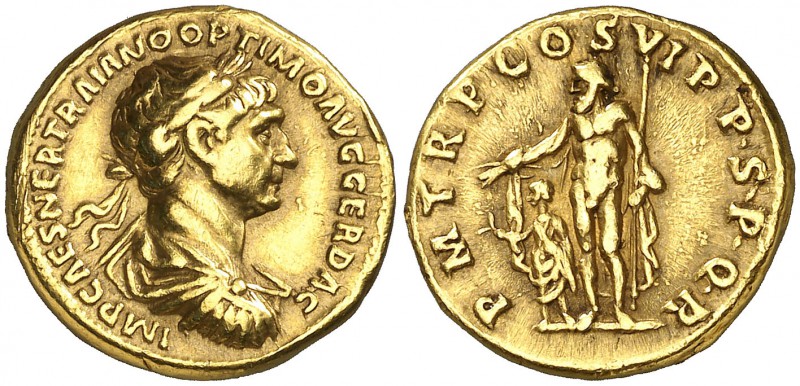 (116 d.C.). Trajano. Áureo. (Spink falta) (Co. 268 var) (RIC. 336 var) (Cal. 106...