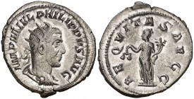 (245-247 d.C.). Filipo I. Antoniniano. (Spink 8918) (S. 9) (RIC. 27b). 4,31 g. Bella. EBC+.