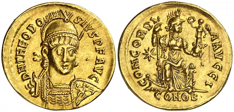 (402-450 d.C.). Teodosio II. Constantinopla. Sólido. (Spink 21127) (Ratto 148) (...
