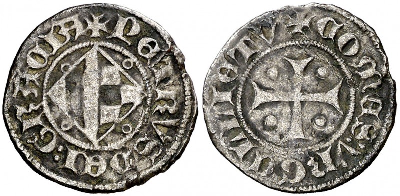 Comtat d'Urgell. Pere d'Aragó (1347-1408). Barcelona. Diner heràldic. (Cru.V.S. ...