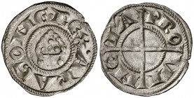 Comtat de Provença. Alfons I (1162-1196). Provença. Diner de la mitra. (Cru.V.S. 168) (Cru.Occitània 94) (Cru.C.G. 2102). 0,91 g. Bella. Brillo origin...
