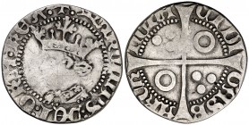 Martí I (1396-1410). Barcelona. Croat. (Cru.V.S. 511) (Cru.C.G. 2318a). 2,37 g. El busto interrumpe la gráfila. Rayitas. BC+/MBC-.