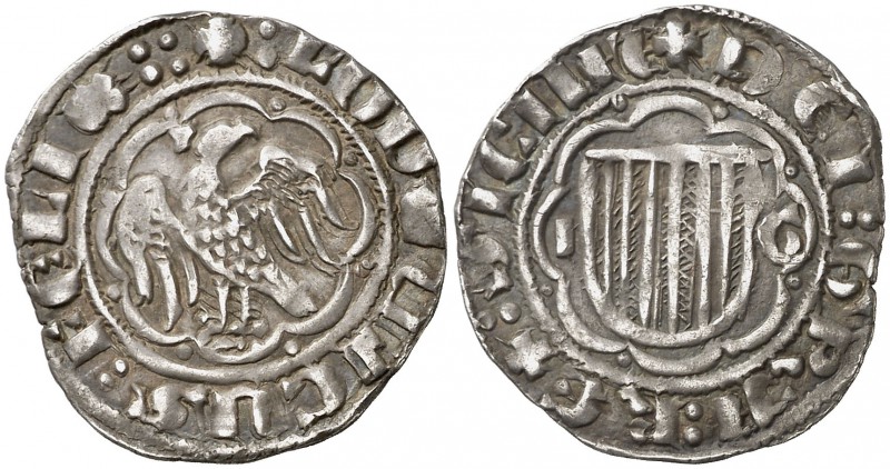 Lluís I de Sicília (1342-1355). Sicília. Pirral. (Cru.C.G. 2585) (Cru.V.S. 610)....