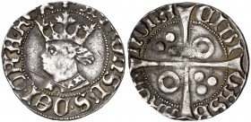 Alfons IV (1416-1458). Barcelona. Croat. (Cru.V.S. 820) (Cru.C.G. 2865a). 3,15 g. Rayitas, pero buen ejemplar. Muy escasa. MBC.