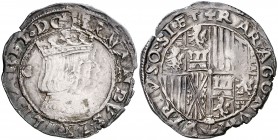 Ferran II (1479-1516). Nàpols. Carlí. (Cru.V.S. 1289) (Cru.C.G. 3189) (MIR 116/1). 3,56 g. Leve defecto de cospel. Preciosa pátina. Ex Colección Ègara...