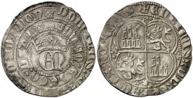 Enrique II (1368-1379). Santiago de Compostela. Real. (AB. falta). 3,39 g. Muy rara. MBC.