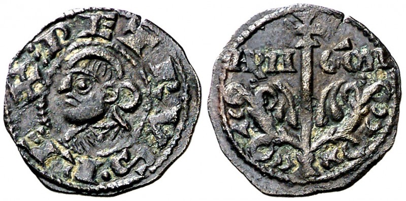 Pedro el de Huesca (1094-1104). Jaca. Óbolo. (Cru.V.S. 214). 0,56 g. Muy buen ej...