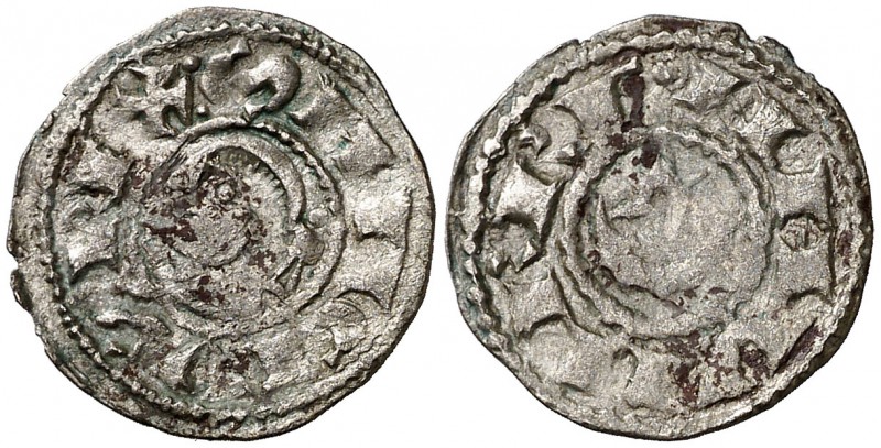 Sancho el Fuerte (1194-1234). Navarra. Dinero. (Cru.V.S. 224.1). 0,64 g. Escasa....