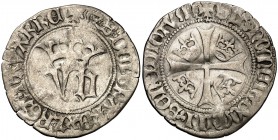 Juan y Blanca (1425-1441). Navarra. Blanca. (Cru.V.S. 254.1) (Cru.C.G. 2950a). 2,75 g. Escasa. MBC-.
