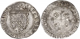Fernando I (1512-1516). Navarra. Real. (Cru.V.S. 1317.18 var) (Cru.C.G. 3221d). 3,27 g. MBC.